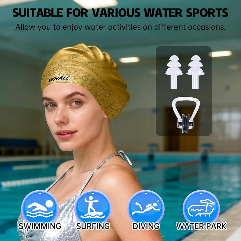 Whale Extra Large Swim Cap Designed for Men and Women with Thick, Long Hair, Hair Extensions Or Afro-Textured Hair Long-Hair Swim Cap Highly Waterproof to Keep Hair Dry - Image 2